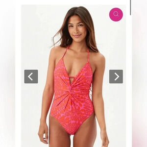 TRELLIS PLUNGE ONE PIECE SWIMSUIT size 14/16 NWT